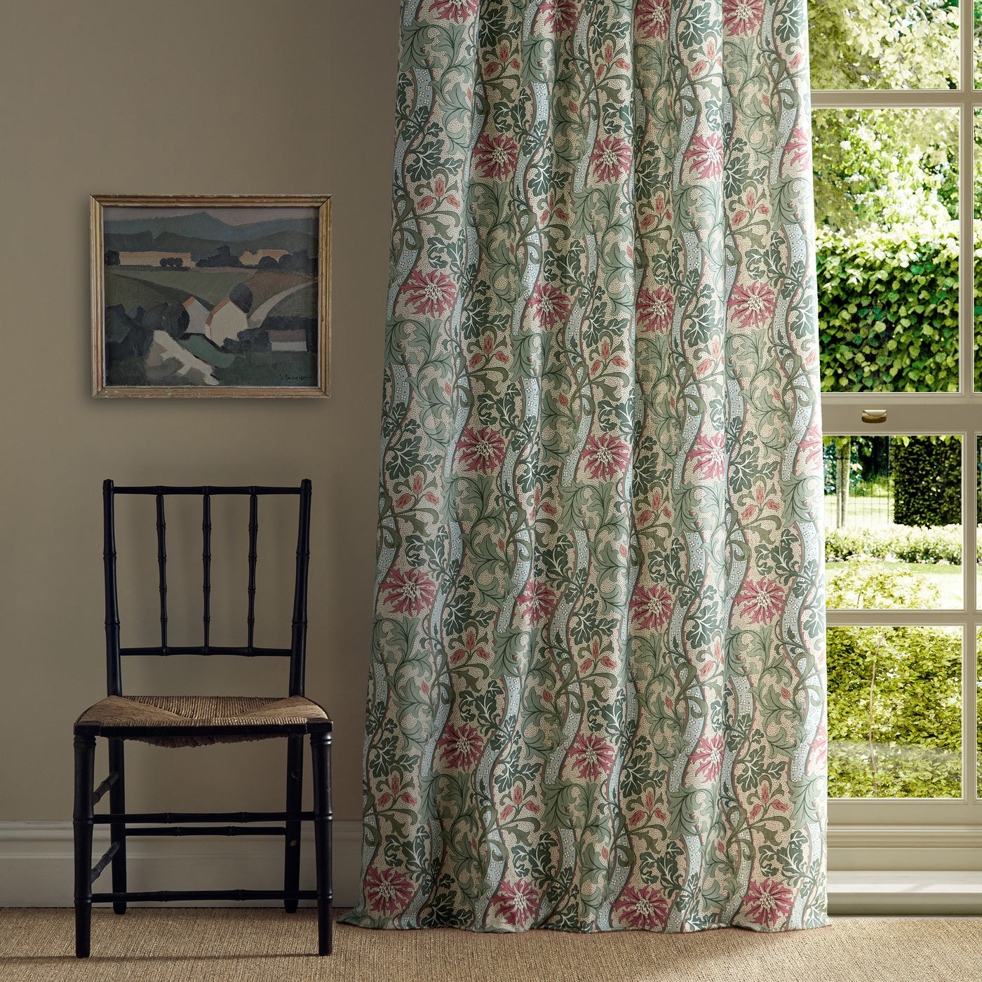 Morris Cornflower Russet/Forest Roman Blind