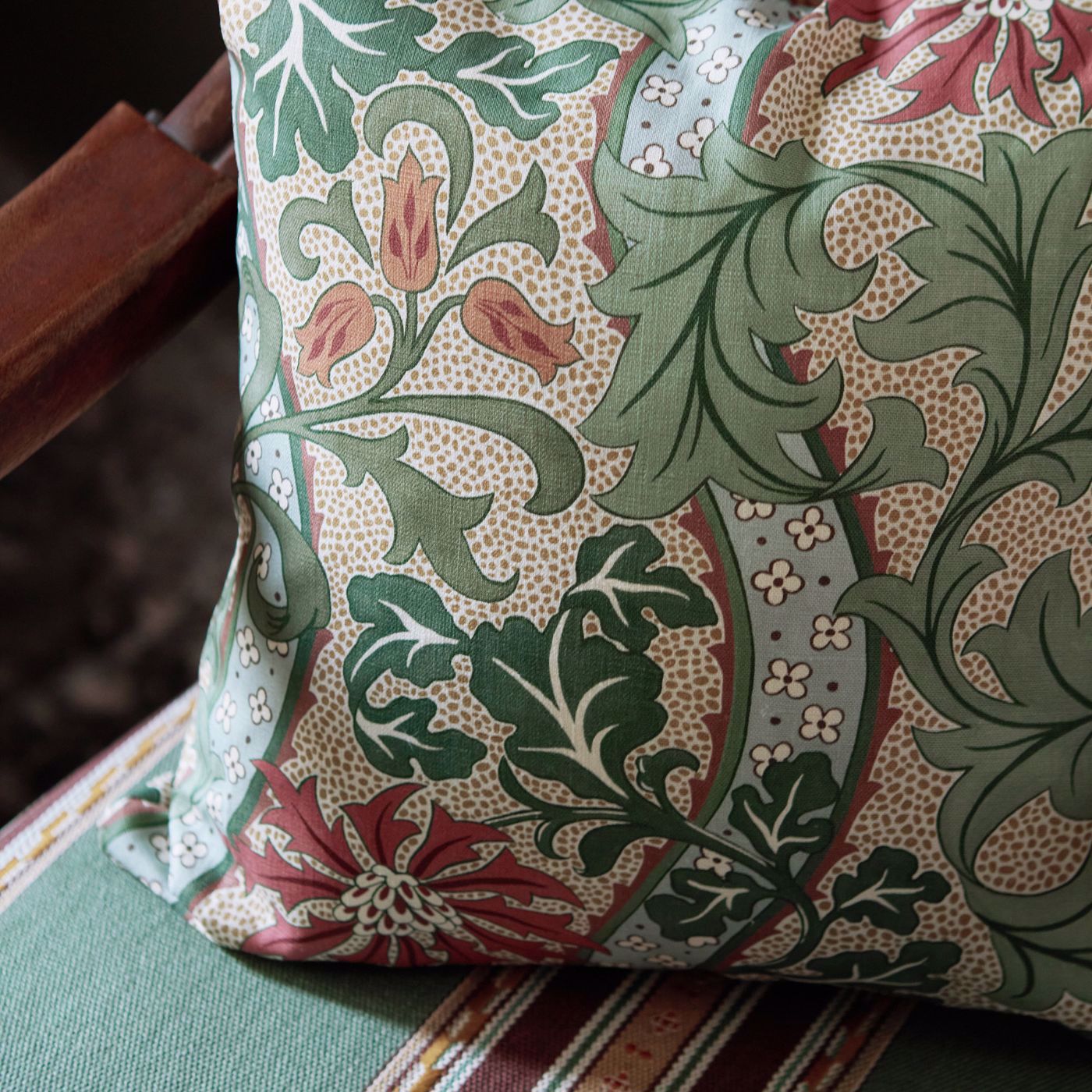 Morris Cornflower Russet/Forest Fabric By The Metre