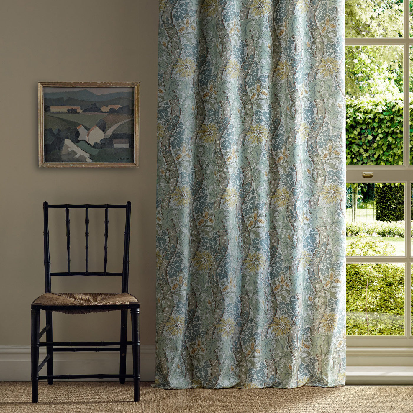 Morris Cornflower Lemon/Sage Fabric By The Metre