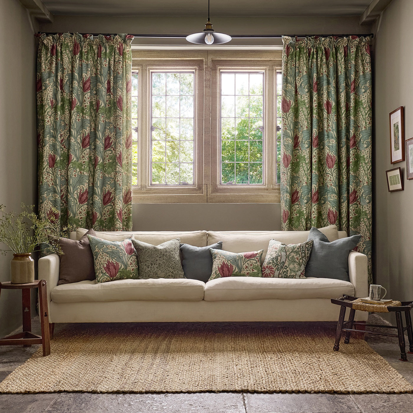 Morris Lent Lily Plum/Bayleaf Fabric By The Metre