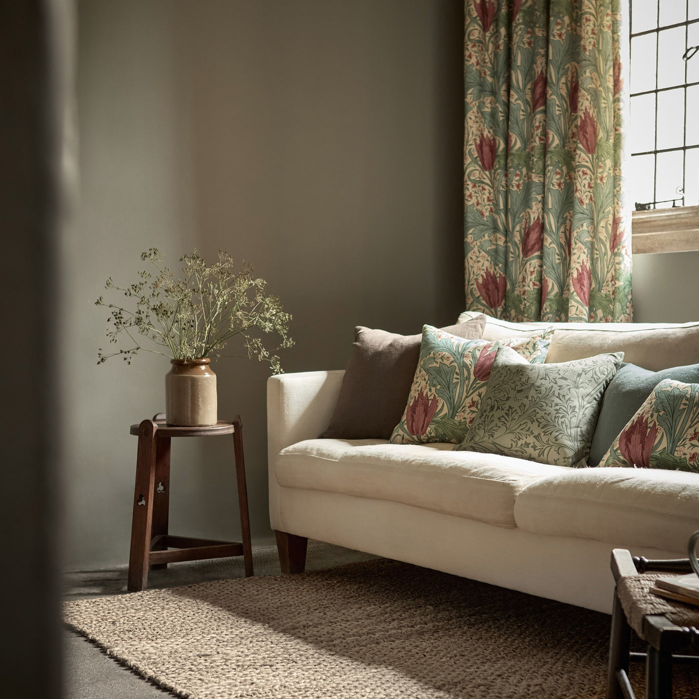 Morris Lent Lily Plum/Bayleaf Fabric By The Metre