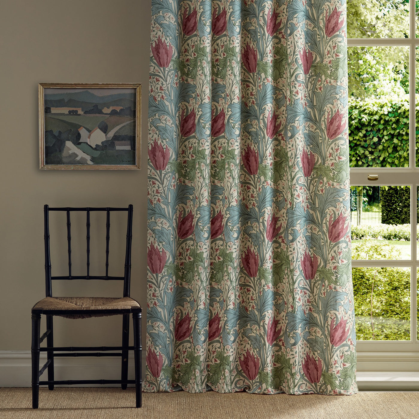 Morris Lent Lily Plum/Bayleaf Fabric By The Metre
