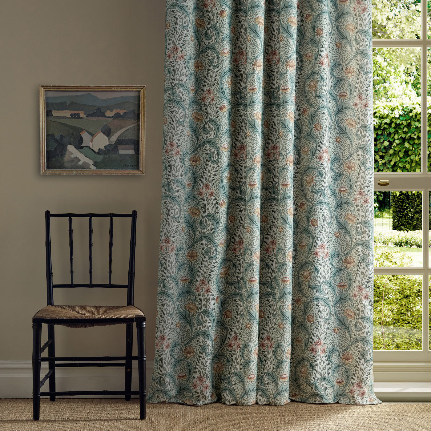 Morris Wild Tulip & Vine Beayleaf/Ochre Fabric By The Metre