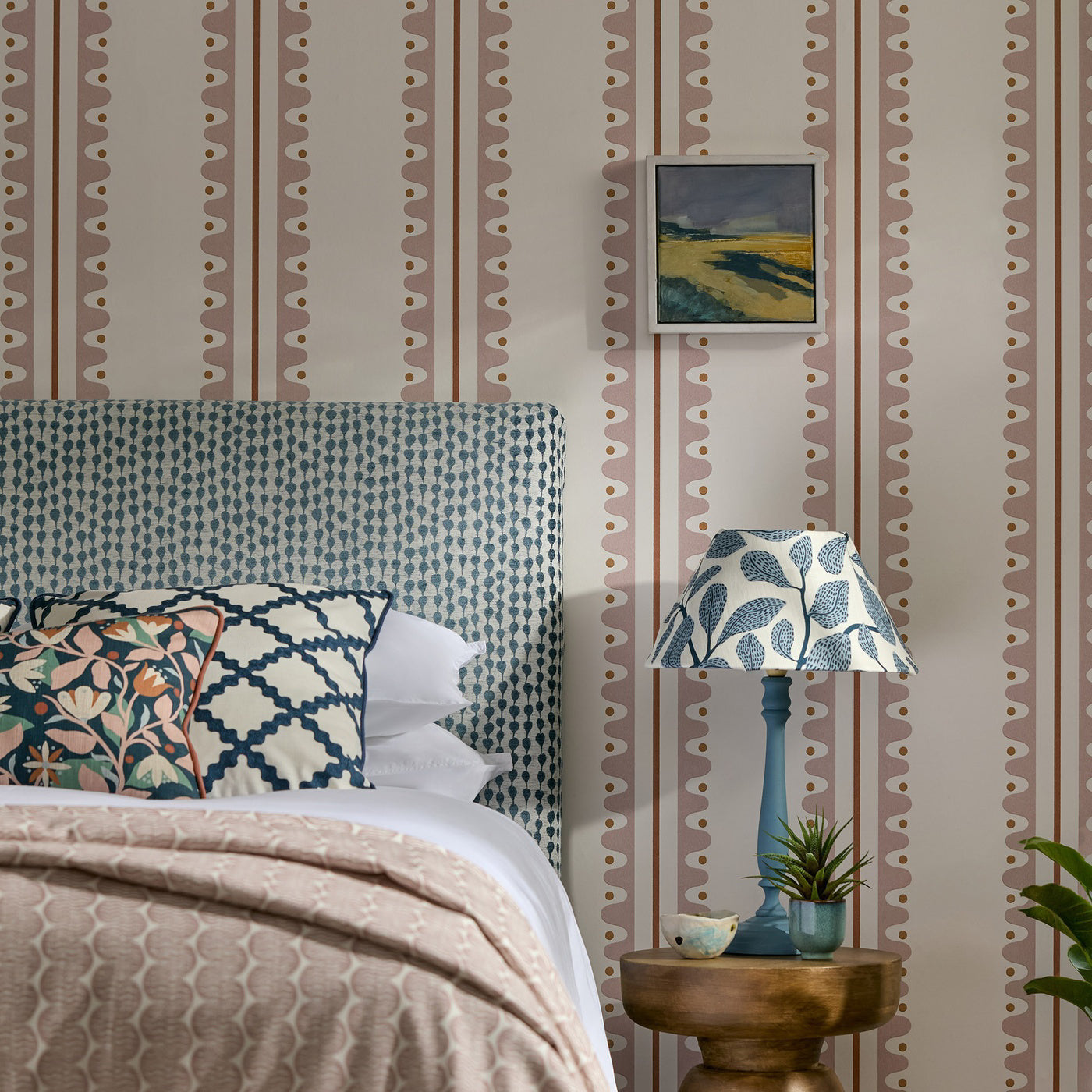 Scion Raft Stripe Print Dusk Pink Fabric By The Metre