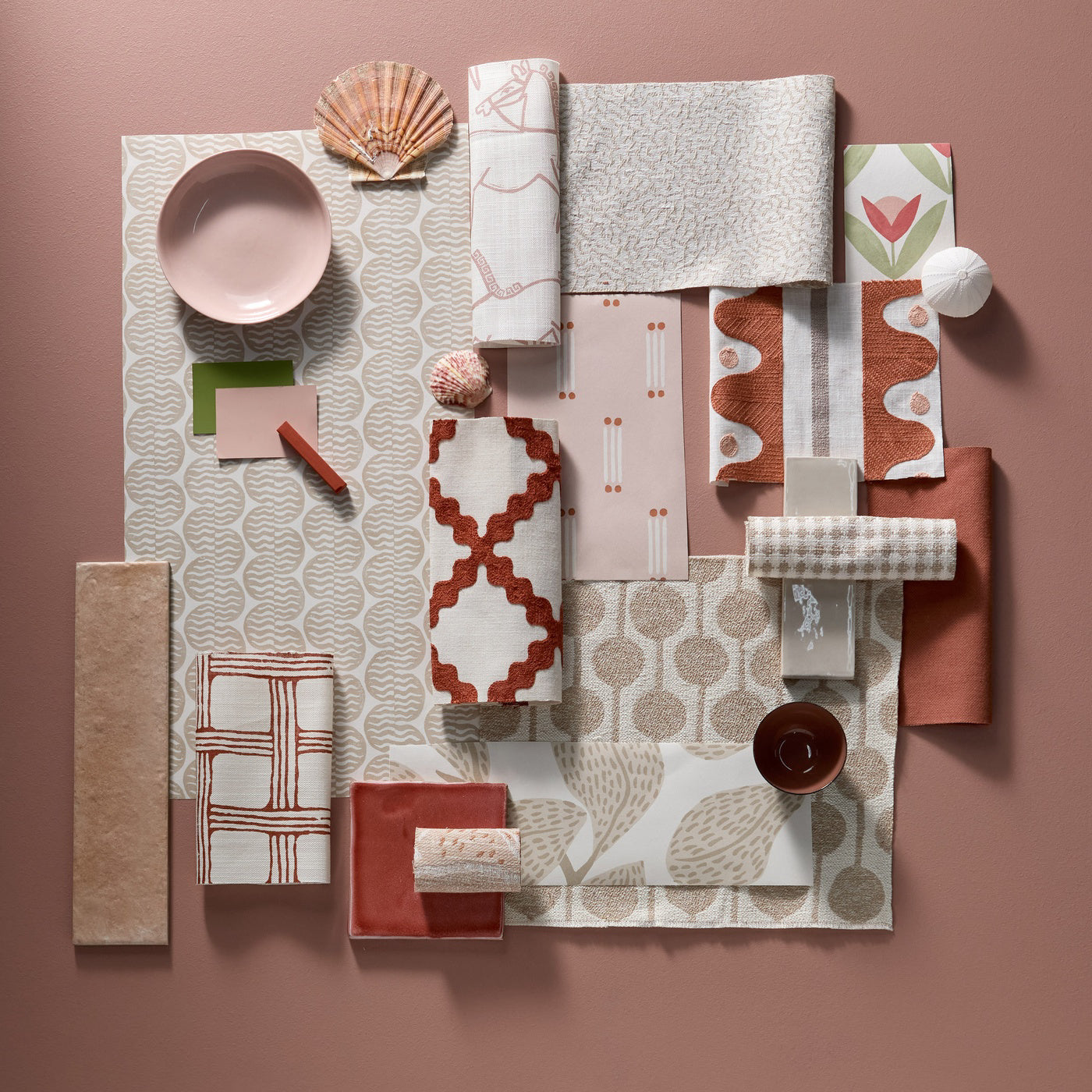 Scion Fretwork Print Ladybird Red Fabric By The Metre