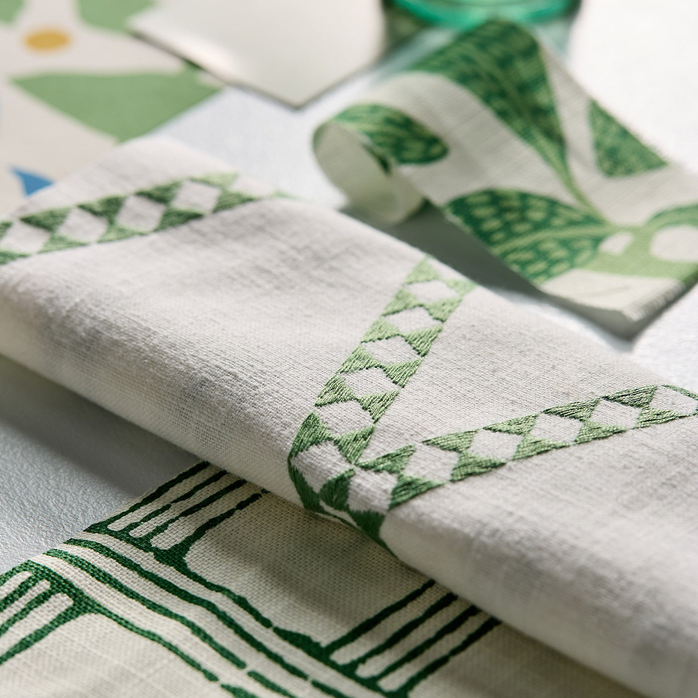 Scion Fretwork Print Forest Fabric By The Metre