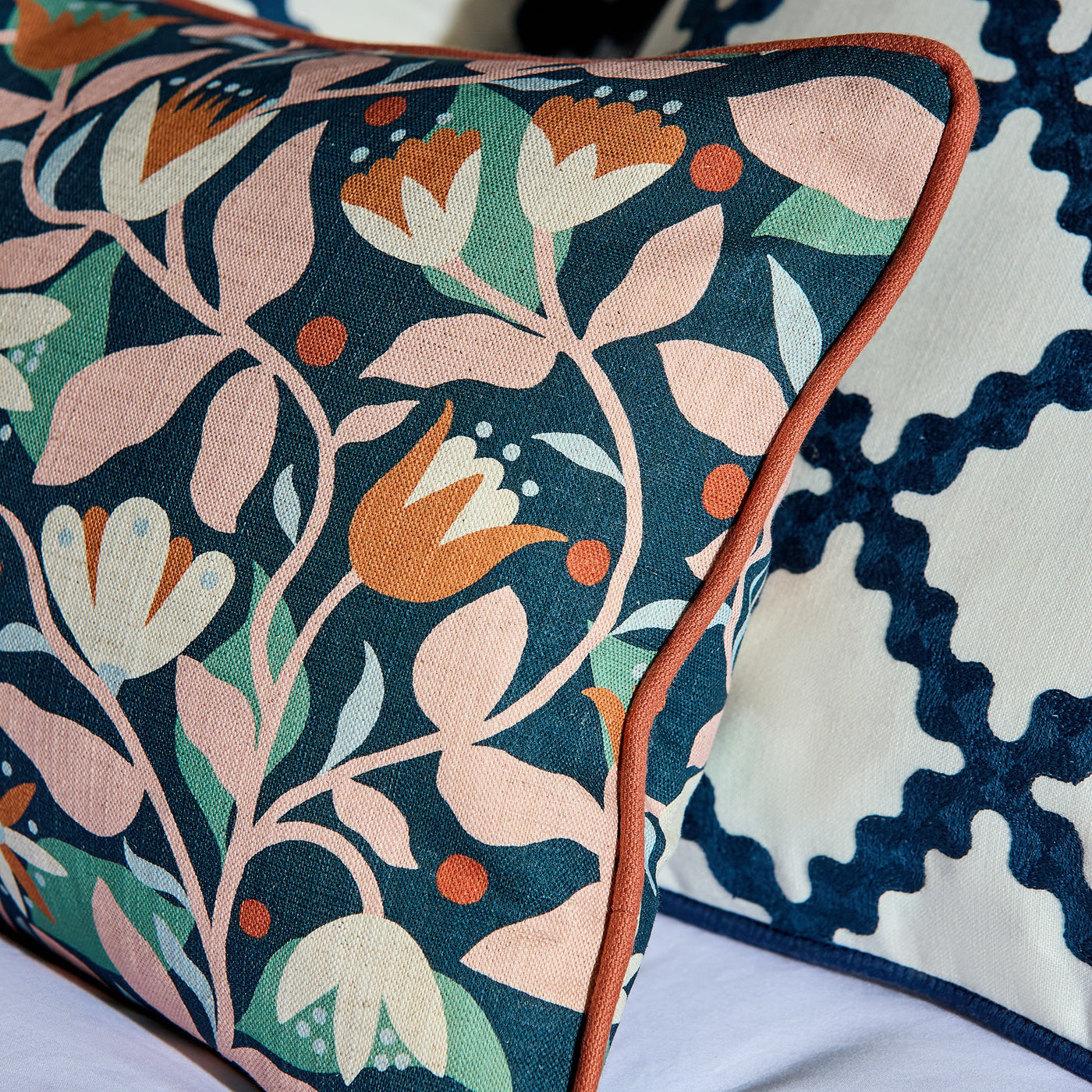Scion Dancing Daisies Print Midnight Fabric By The Metre