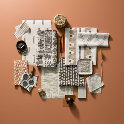 Scion Raft Stripe Print Rust Fabric By The Metre