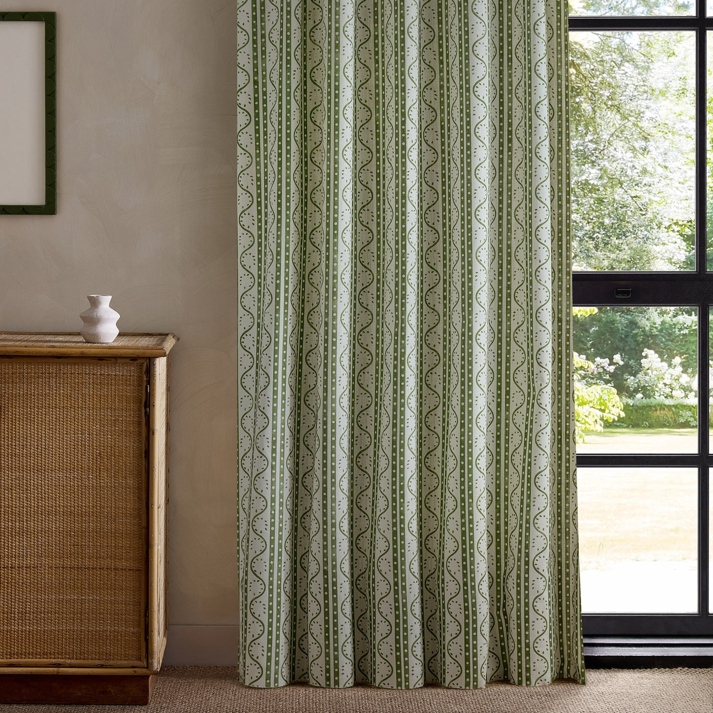 Scion Split Pea Print Pine Fabric By The Metre