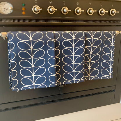 Retro Orla Kiely Linear Stem Tea Towels, Orla Kiely Fabric, Set of 3, Singles, Handsewn, Choice of colours