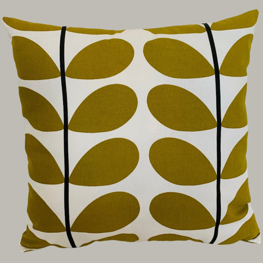 Olive Linear Stem Orla Kiely Retro Cushion Covers, Retro Funky Home Decor Zip Closing Scatter Cushion Mid Century Scandi Print