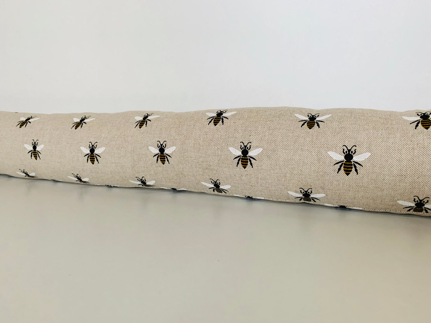 Draught Excluder Bumble Bee Linen ~ Weighted Custom Lengths, Energy Saving , Draft Stopper, Cozy Home decor, Door Sausage