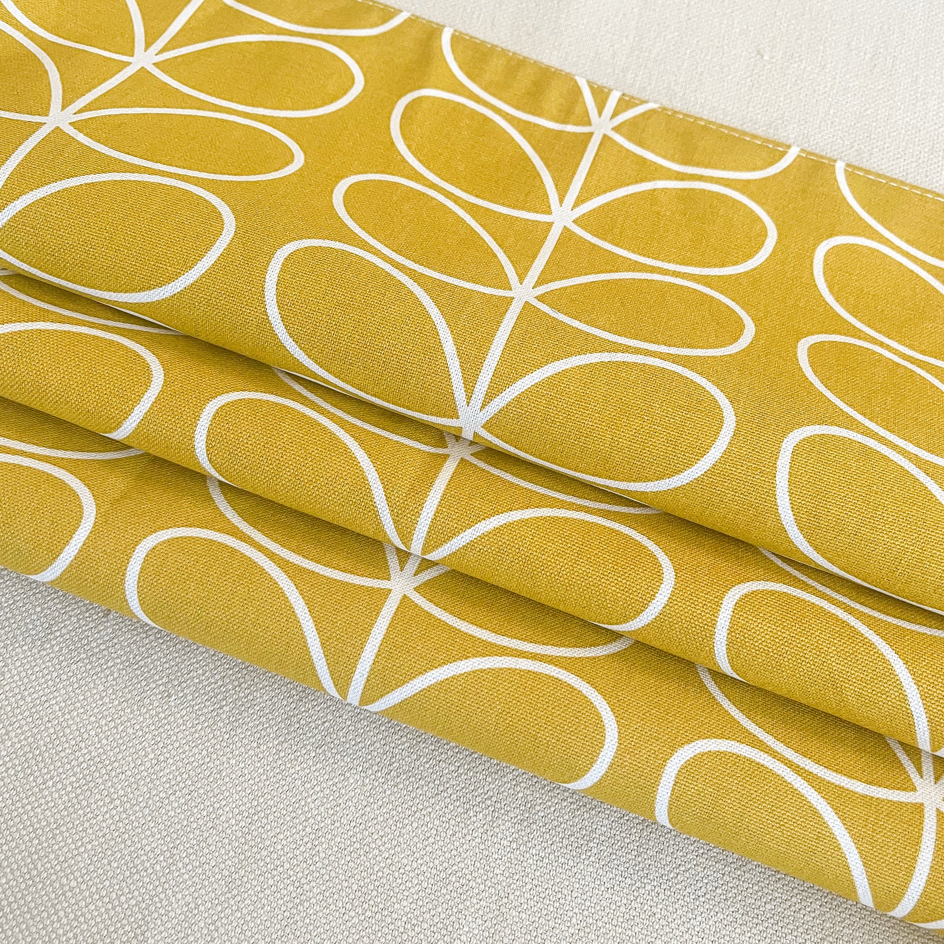 Roman Blinds Yellow Stem Print - Custom Shades, Retro Modern Decor, Cotton or Blackout Lined, Cord & Cleat, Chain Headrail Orla Kiely