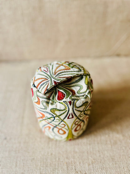 Art Nouveau Embroidered Fabric Door Stop - Weighted Ornament Bohemian Rustic Decor, Pyramid Round