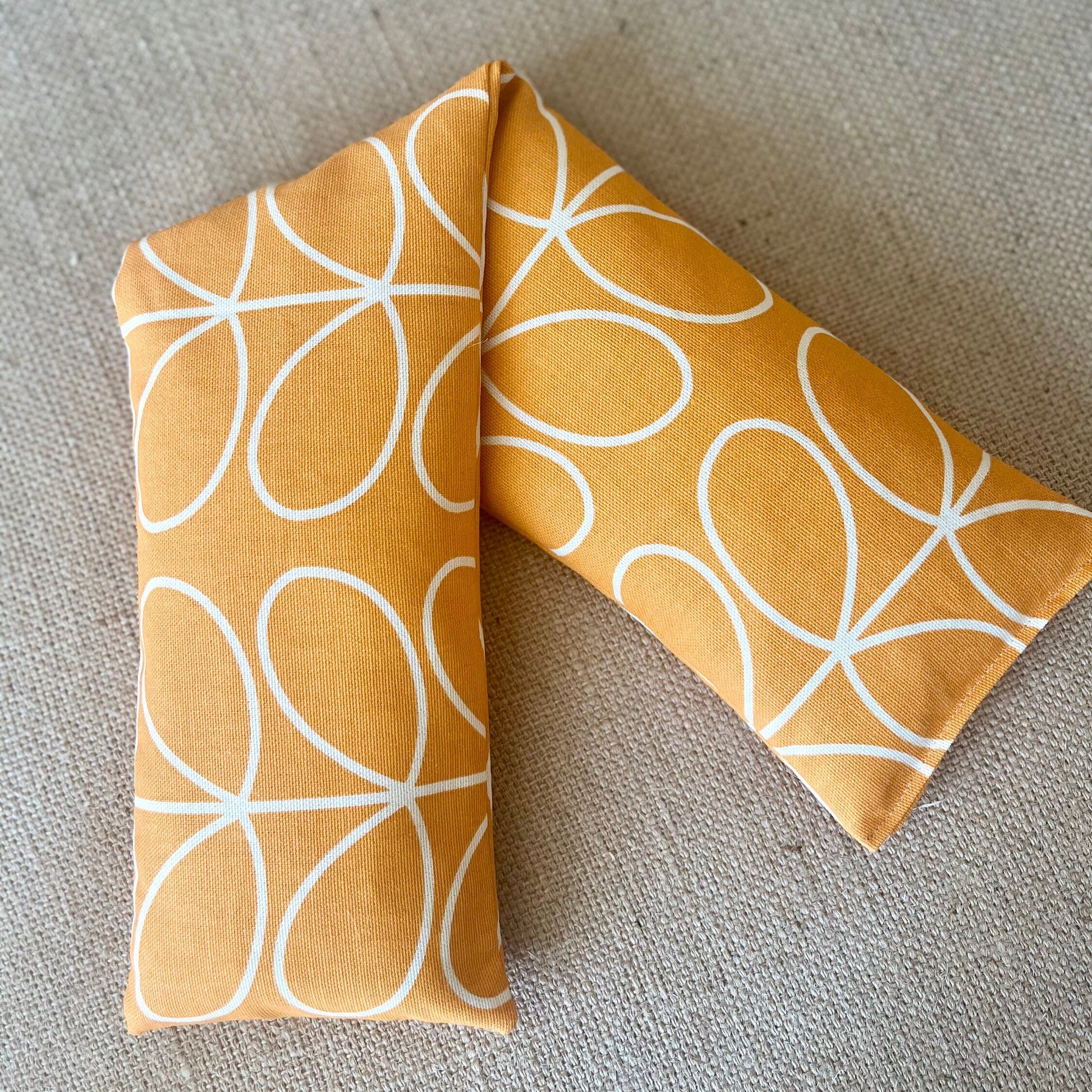 Heat Pack Pain relief. Retro Orange Pattern Orla Kiely Papaya Stem Re Heat at home. Wheat Filled & Lavender Scented.