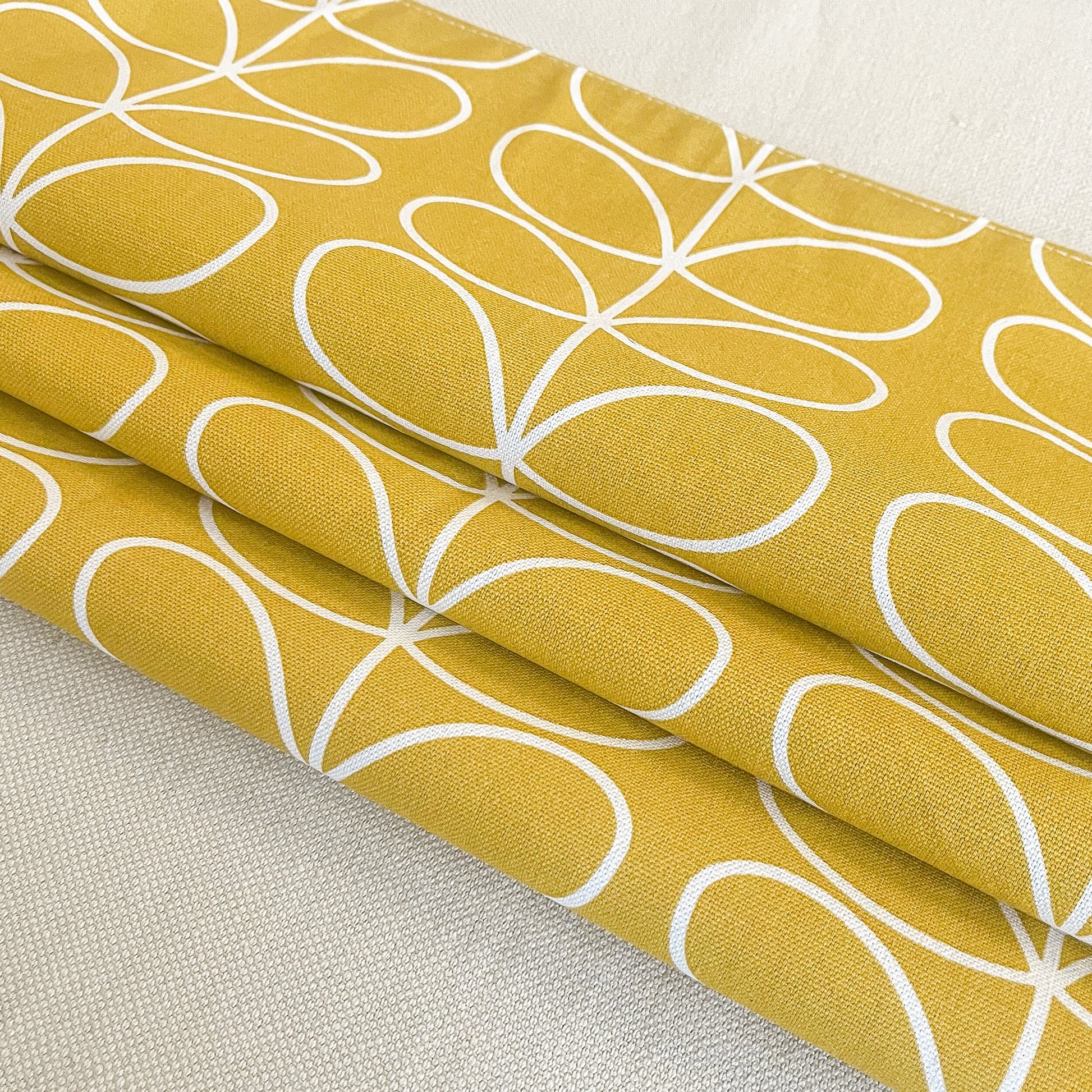 Roman Blinds Yellow Stem Print - Custom Shades, Retro Modern Decor, Cotton or Blackout Lined, Cord & Cleat, Chain Headrail Orla Kiely