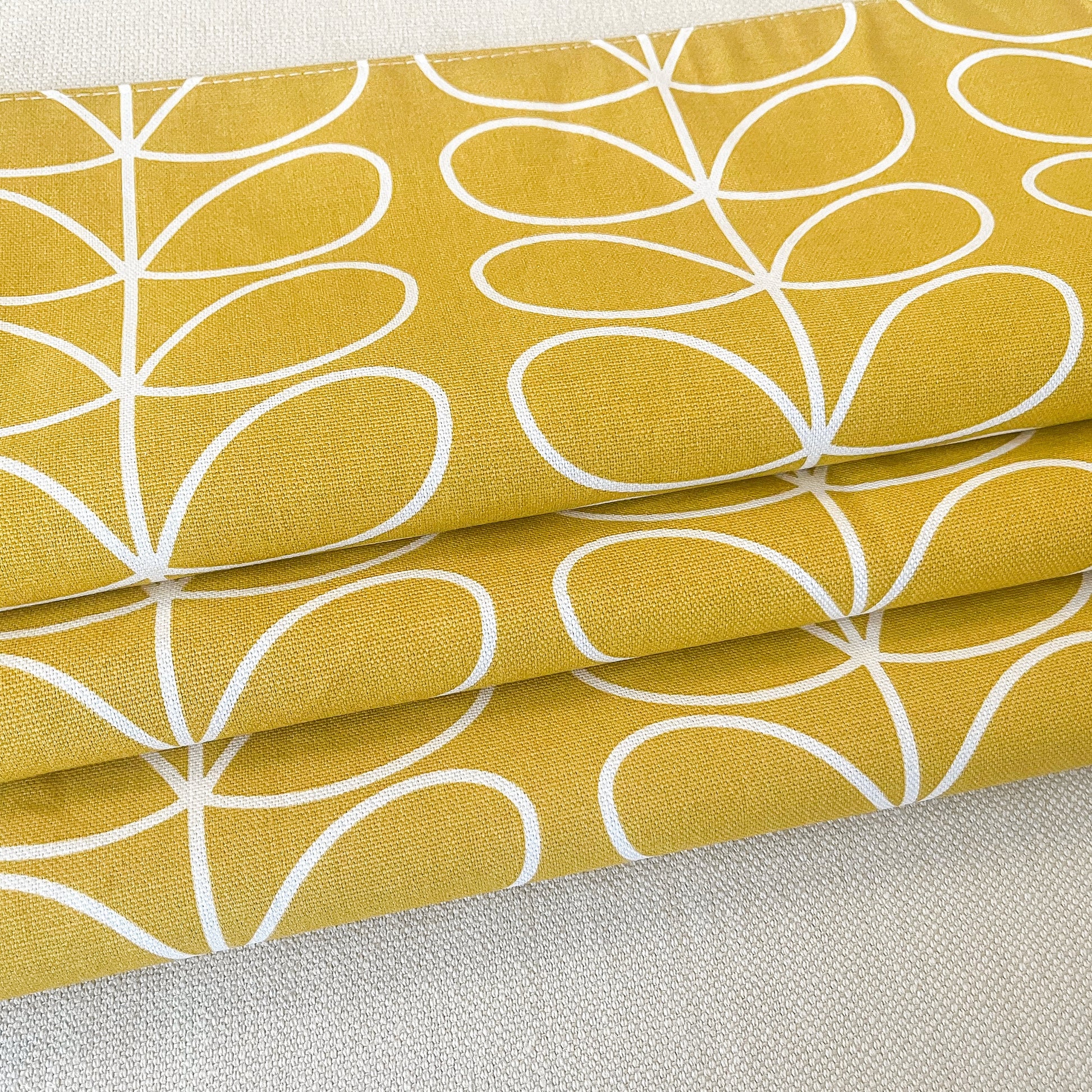 Roman Blinds Yellow Stem Print - Custom Shades, Retro Modern Decor, Cotton or Blackout Lined, Cord & Cleat, Chain Headrail Orla Kiely