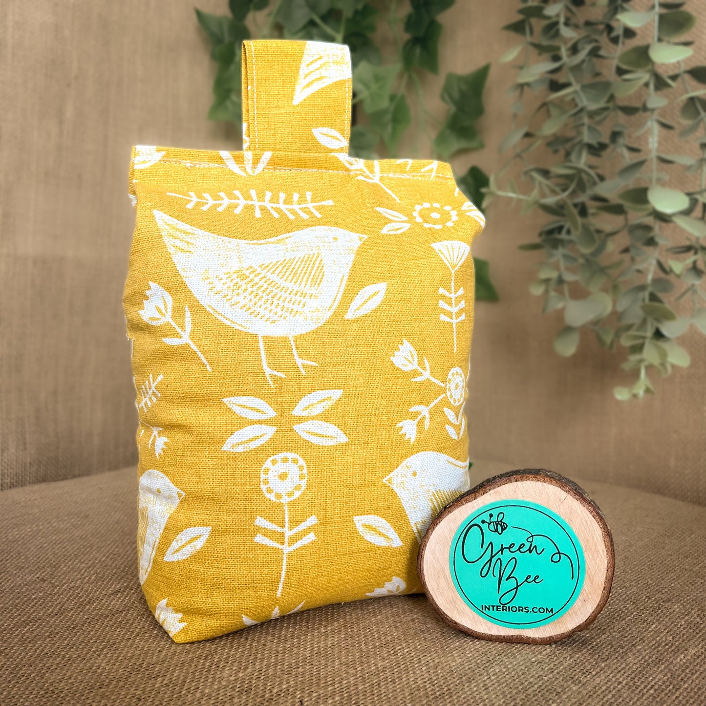 Large Yellow Bird Print Door Stop: Scandinavian Style Home Decor (Filled or Fill at Home)