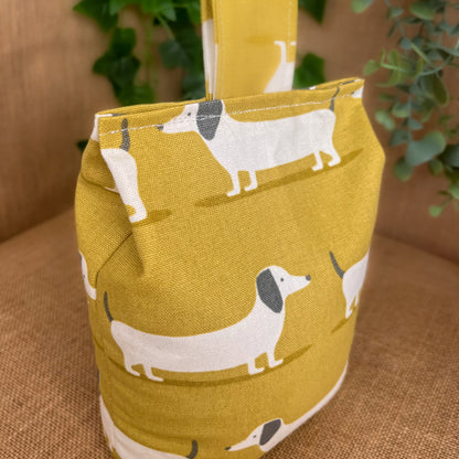 Large Dachshund Yellow Hound Dog Print Door Stop: Farmhouse Charm Fabric Home Decor (Filled or Fill at Home)