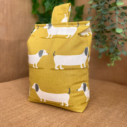 Large Dachshund Yellow Hound Dog Print Door Stop: Farmhouse Charm Fabric Home Decor (Filled or Fill at Home)