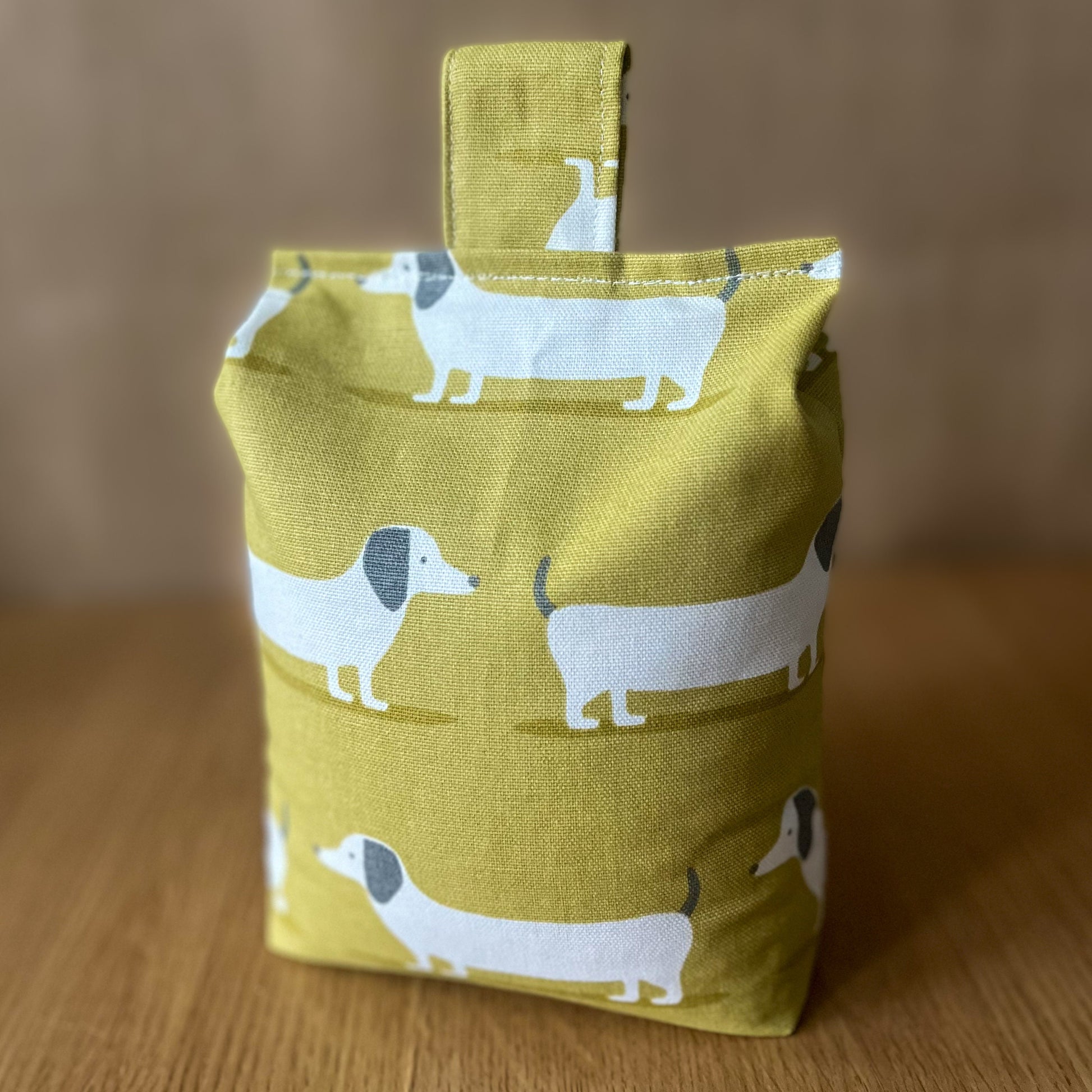 Large Dachshund Yellow Hound Dog Print Door Stop: Farmhouse Charm Fabric Home Decor (Filled or Fill at Home)