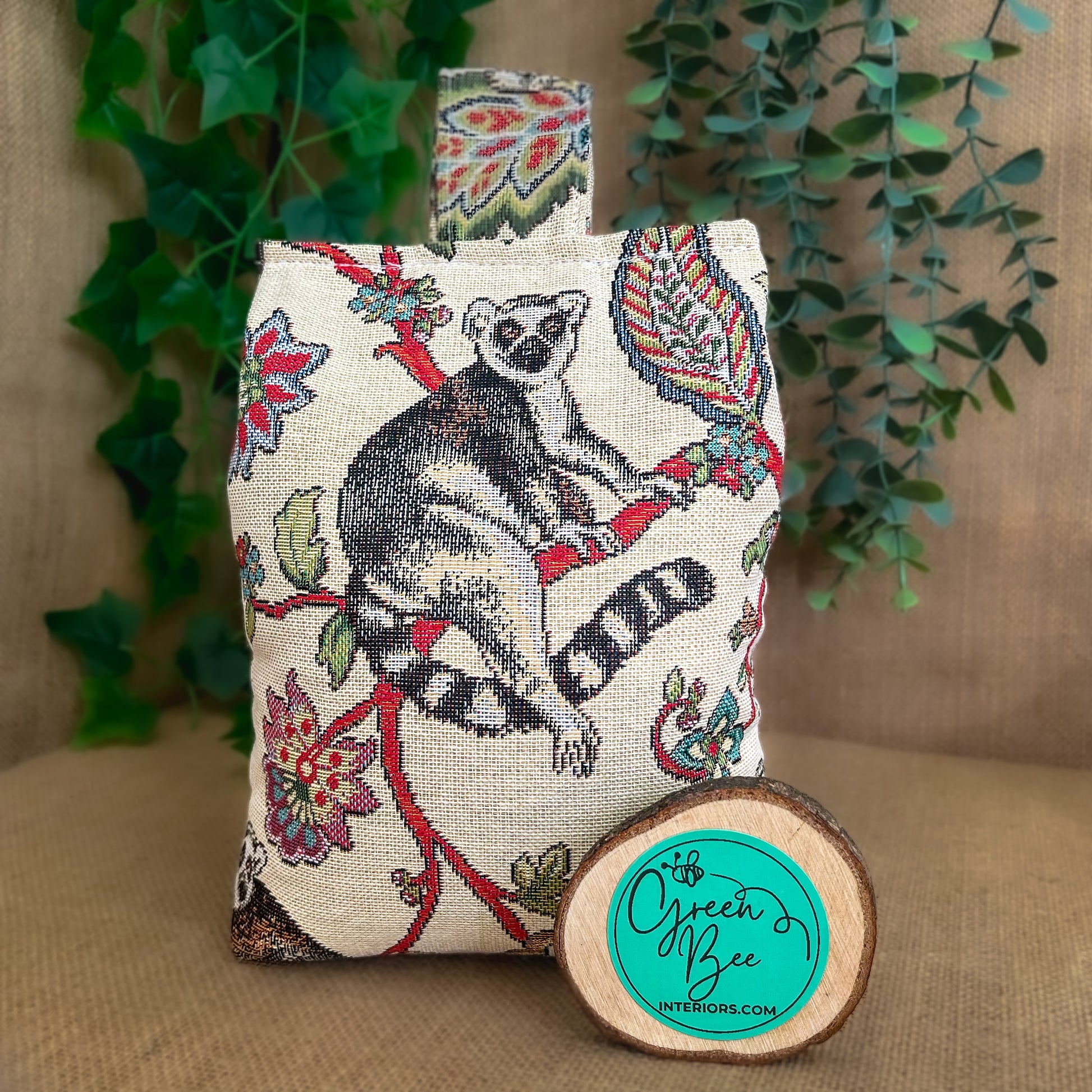 Large Lemur Fabric Door Stop: Rustic Elegance for Home Decor (Filled or Fill at Home)