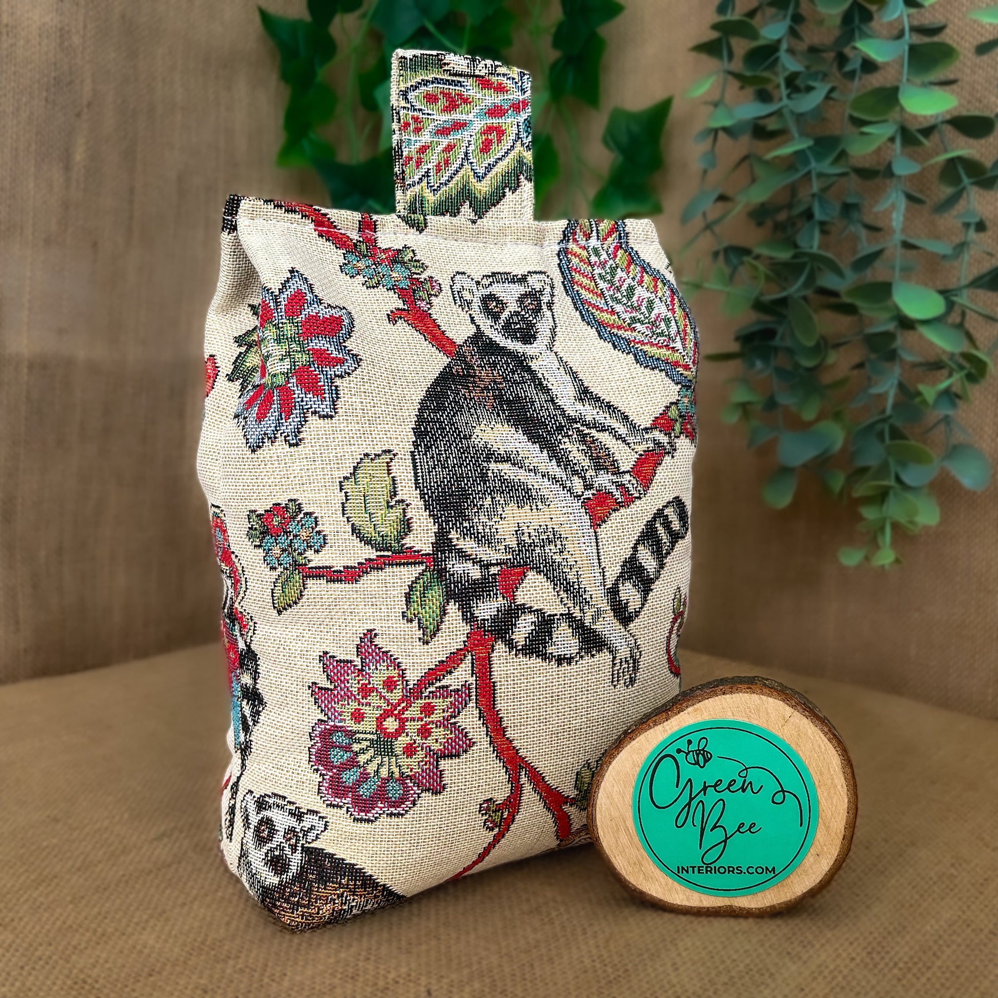 Large Lemur Fabric Door Stop: Rustic Elegance for Home Decor (Filled or Fill at Home)