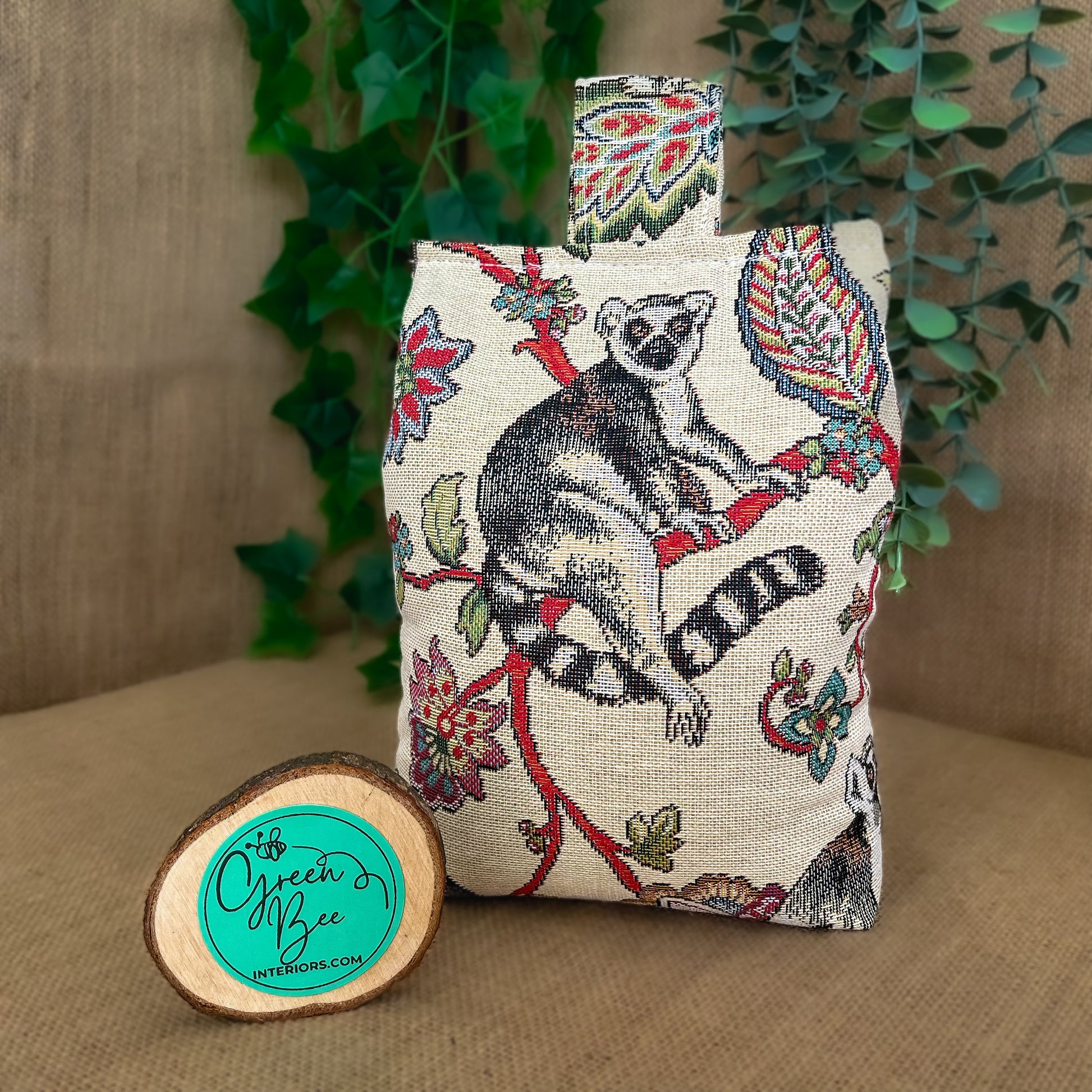 Large Lemur Fabric Door Stop: Rustic Elegance for Home Decor (Filled or Fill at Home)