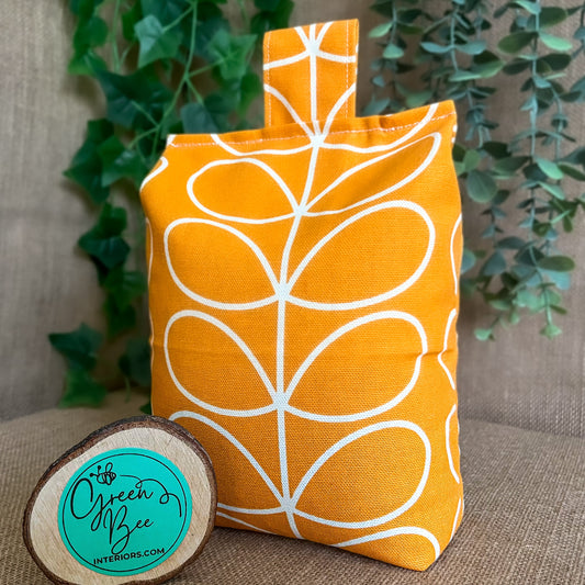 Large Papaya Orange Stem Print Door Stop: Modern Retro Accents Fabric Home Decor (Filled or Fill at Home) Orla Kiely