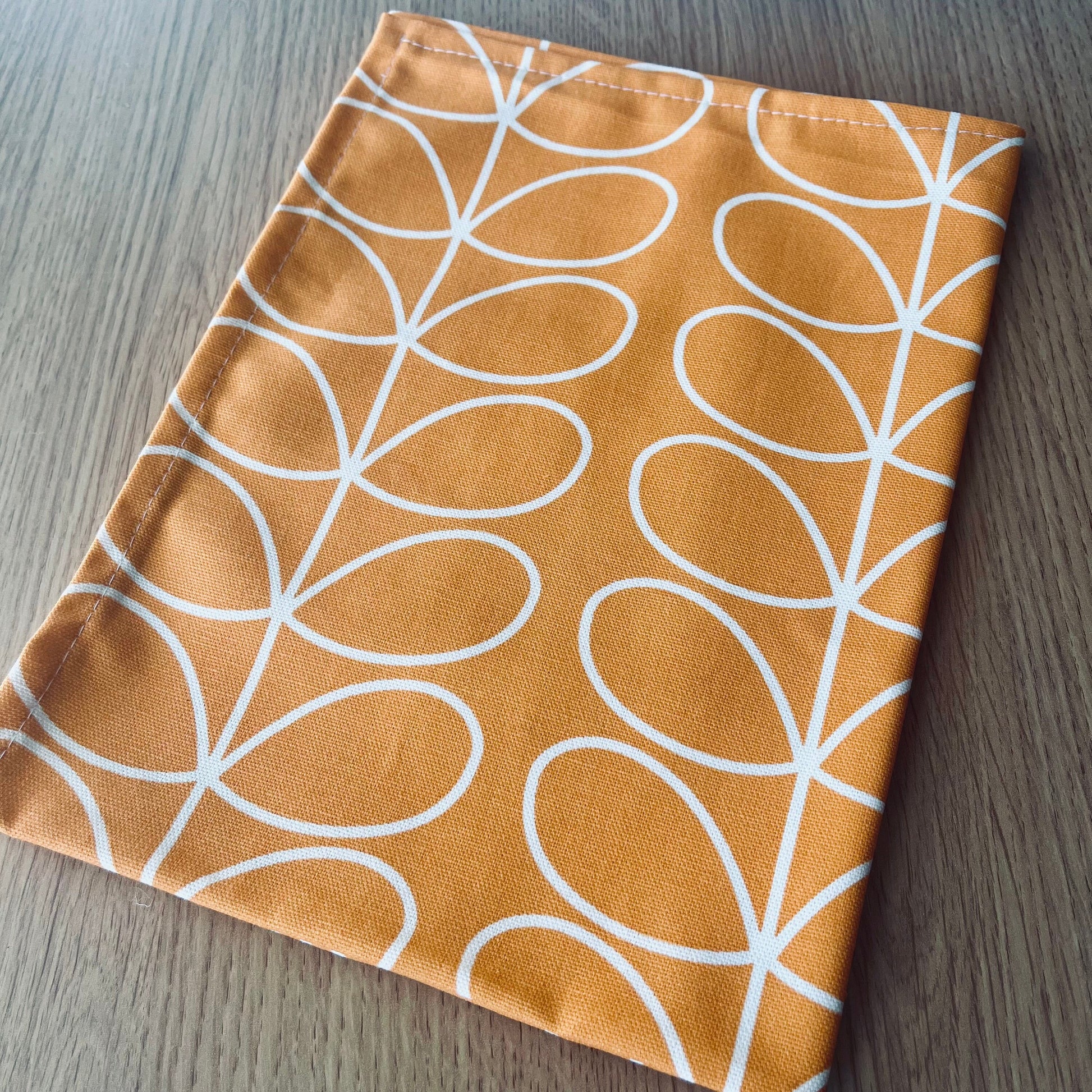 Retro Orange Tea Towels Pair, Modern Kitchen Decor, Handsewn Mid Century Orla Kiely Scandi Print