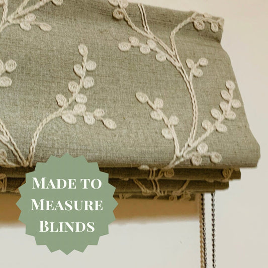 Roman Blinds Made to Measure - Fabric Options / Own Fabric, Custom Size Shades, Cotton or Blackout Lined, Cord & Cleat Chain Headrail