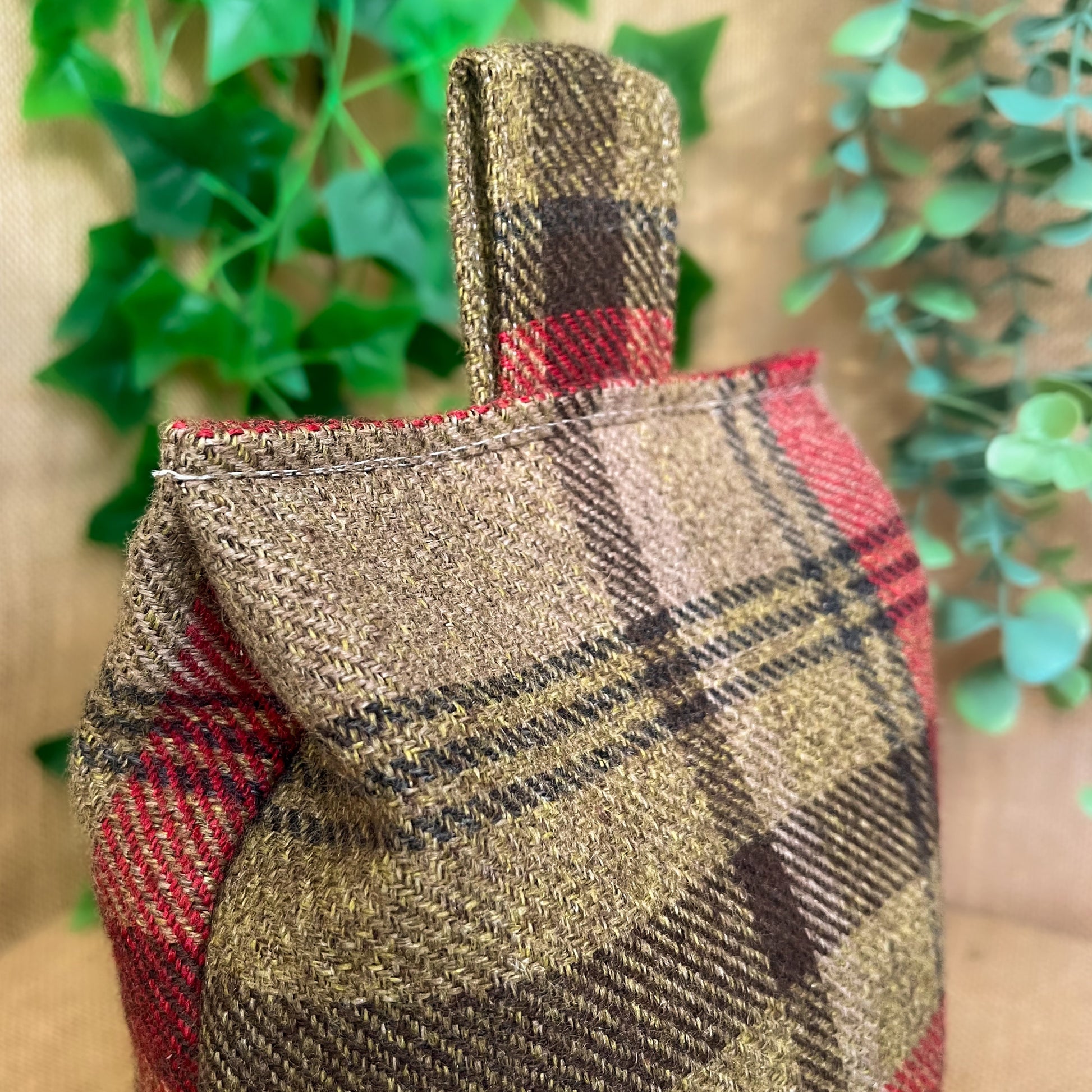 Large Hunter Green Tartan Door Stop: Rustic Elegance for Home Decor (Filled or Fill at Home)