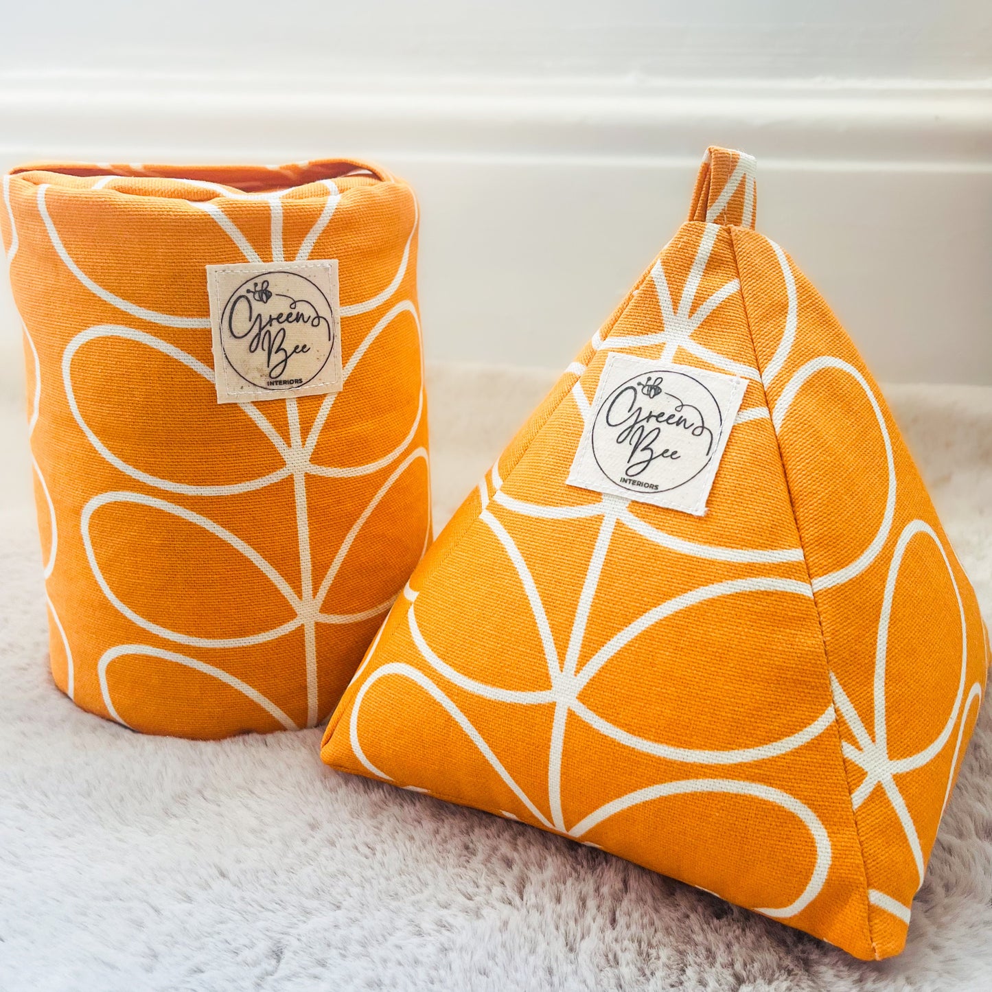 Handmade Orla Kiely Papaya Stem Fabric Doorstops – Pre-filled or Fill-at-Home Options - Scandi Retro Home Decor