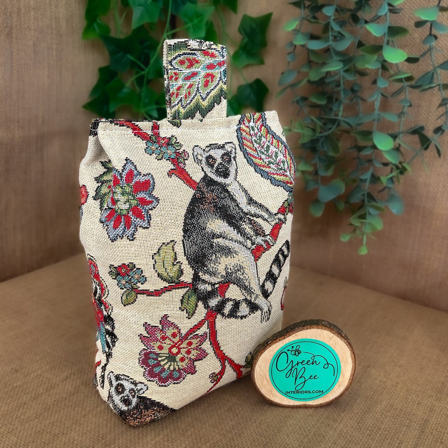 Large Lemur Fabric Door Stop: Rustic Elegance for Home Decor (Filled or Fill at Home)