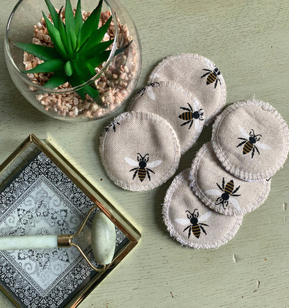 Bumble Bee Eco-Friendly Reusable Makeup Pads & Face Cloths | Double-Sided with Terry Towelling Fabrics | Sustainable Skincare Essentials