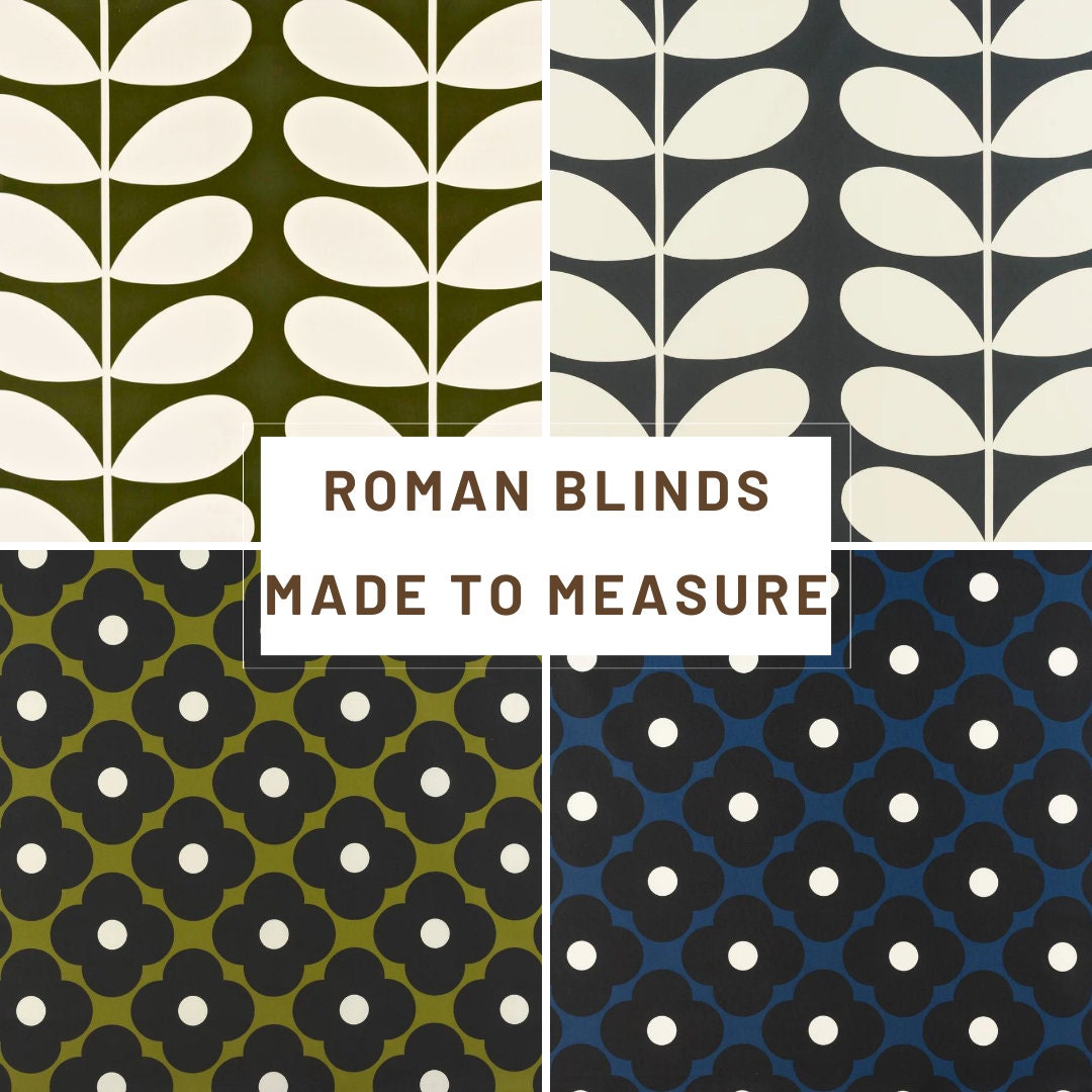 Custom Roman Blinds Orla Kiely Fabric Giant Stem Spot Flower - 4 Colours, Made-to-Measure, Standard/ Blackout Lining, Chain Headrail