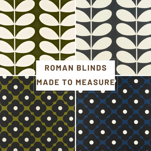 Custom Roman Blinds Orla Kiely Fabric Giant Stem Spot Flower - 4 Colours, Made-to-Measure, Standard/ Blackout Lining, Chain Headrail