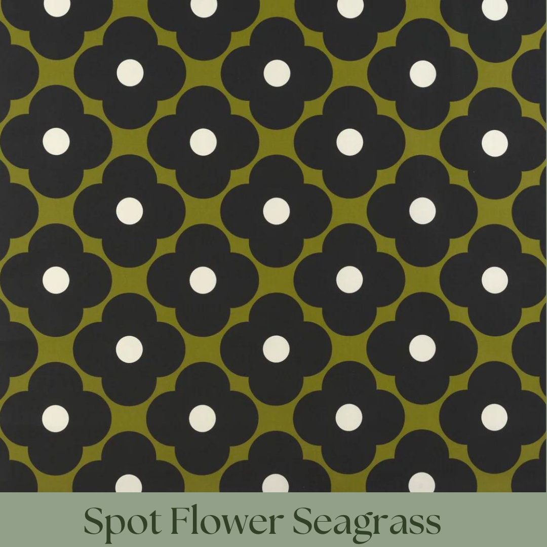 Custom Roman Blinds Orla Kiely Fabric Giant Stem Spot Flower - 4 Colours, Made-to-Measure, Standard/ Blackout Lining, Chain Headrail