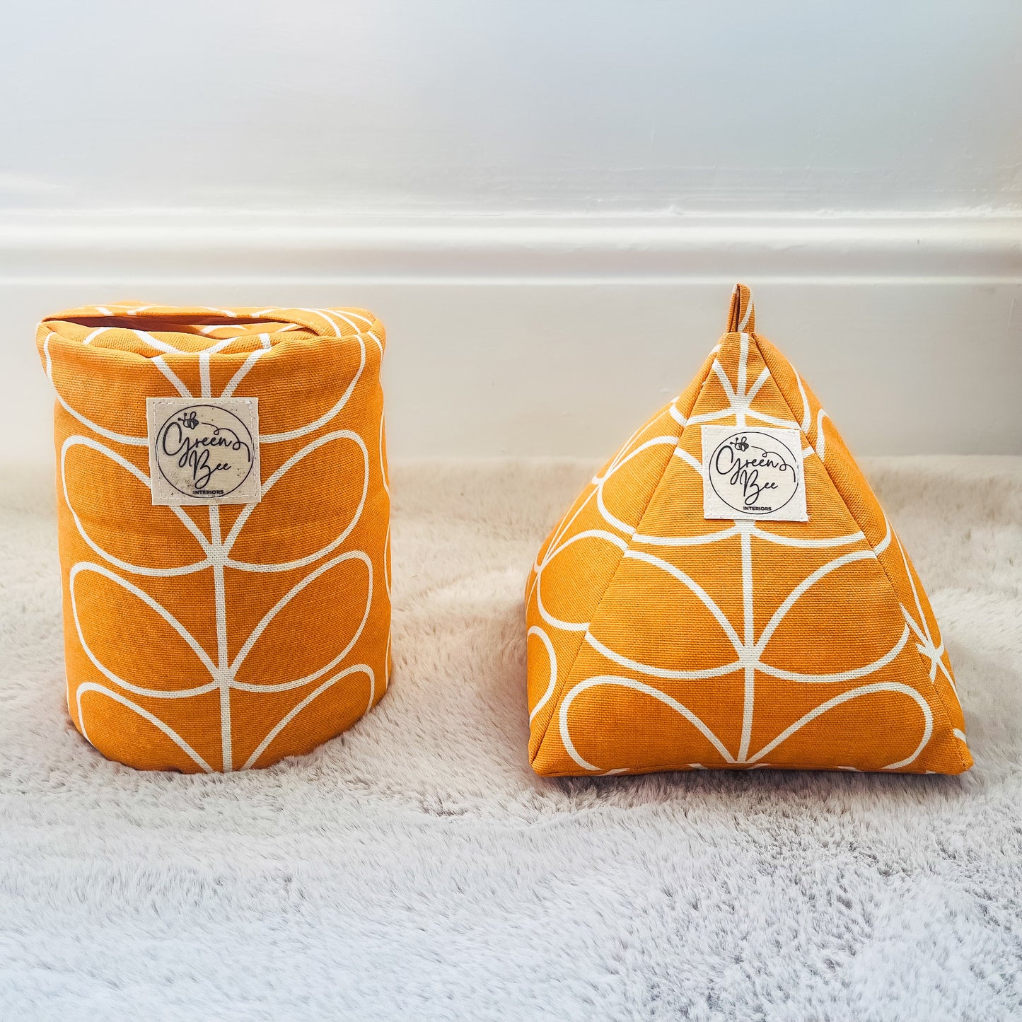 Handmade Orla Kiely Papaya Stem Fabric Doorstops – Pre-filled or Fill-at-Home Options - Scandi Retro Home Decor