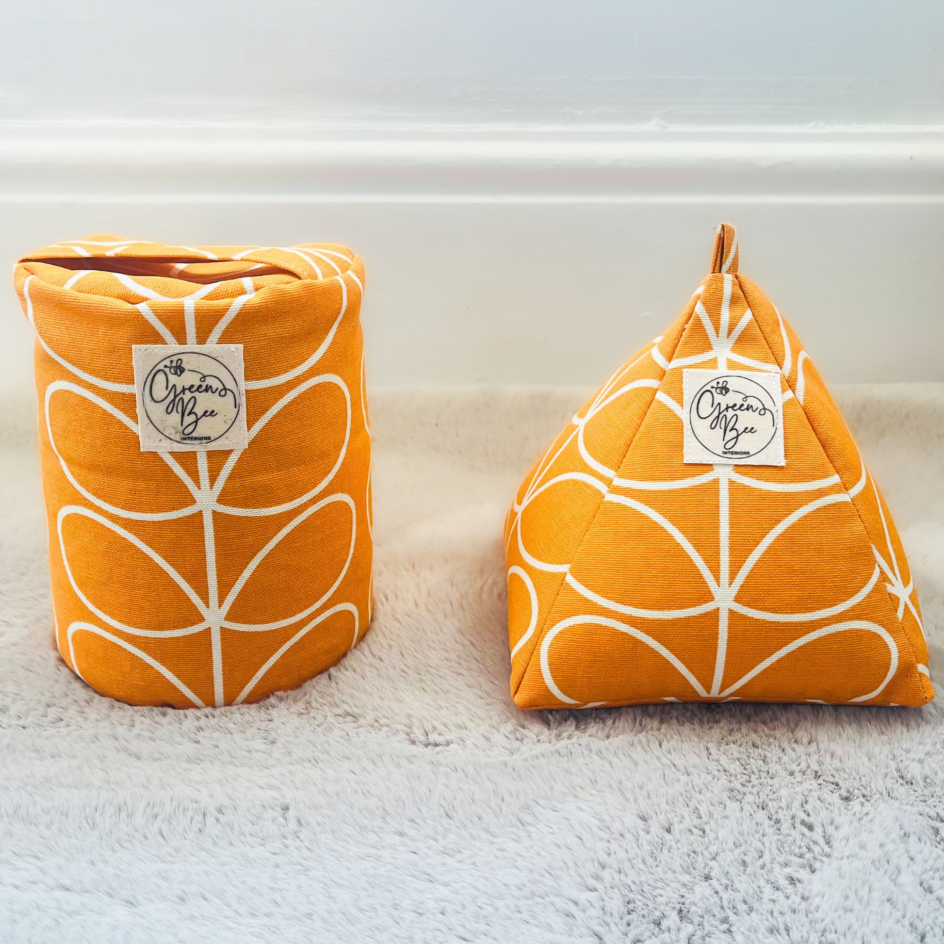 Handmade Orla Kiely Papaya Stem Fabric Doorstops – Pre-filled or Fill-at-Home Options - Scandi Retro Home Decor