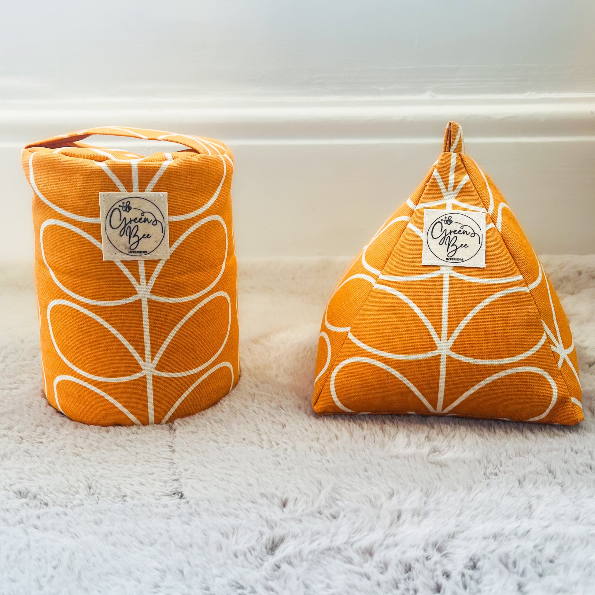 Handmade Orla Kiely Papaya Stem Fabric Doorstops – Pre-filled or Fill-at-Home Options - Scandi Retro Home Decor