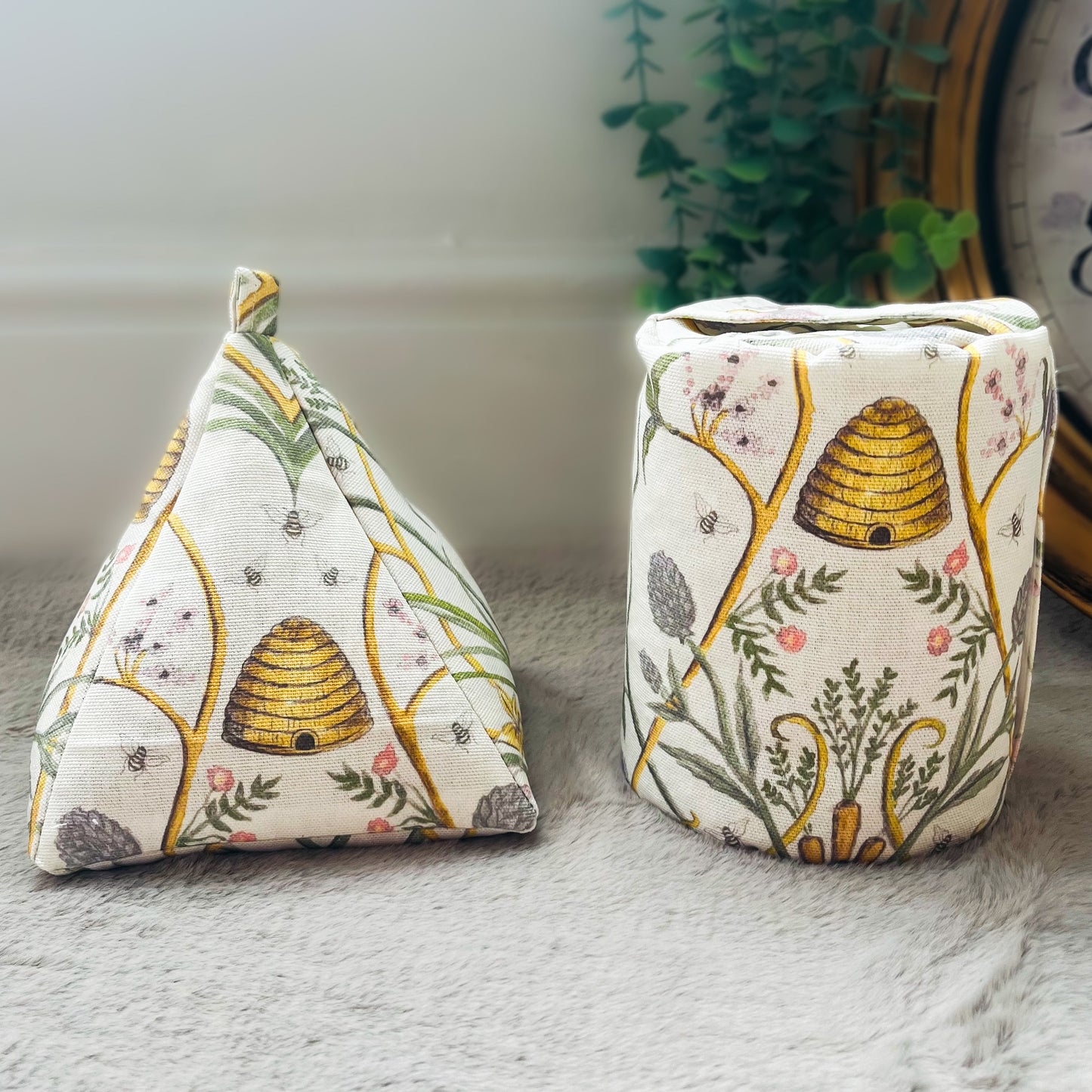 Handmade Floral Bee Doorstop with Angel Strawbridge Chateaux Fabric - Filled or Unfilled, Pyramid & Cylinder Shapes