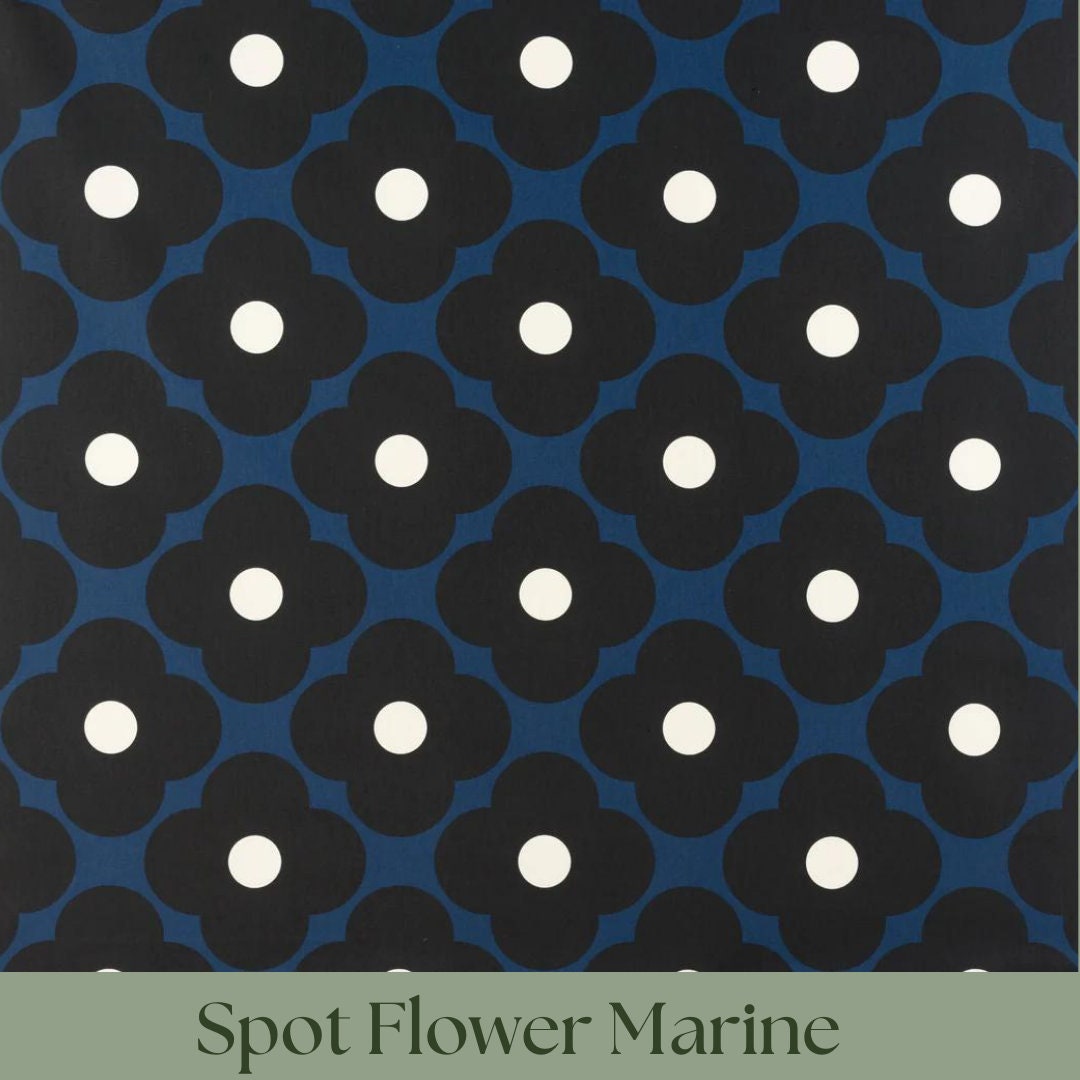 Custom Roman Blinds Orla Kiely Fabric Giant Stem Spot Flower - 4 Colours, Made-to-Measure, Standard/ Blackout Lining, Chain Headrail