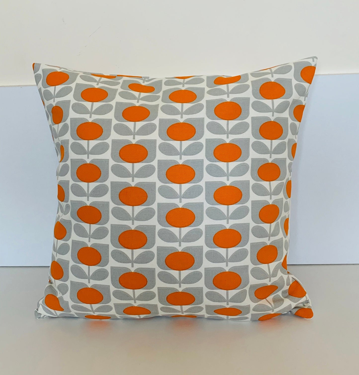 Orange & Grey Retro Cushion Covers, Large Orla Kiely 18” Square Cushion