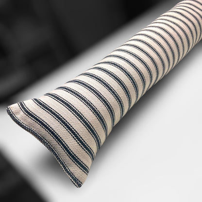 Black French Ticking Stripe Heavy Draught Excluder, Farmhouse Decor