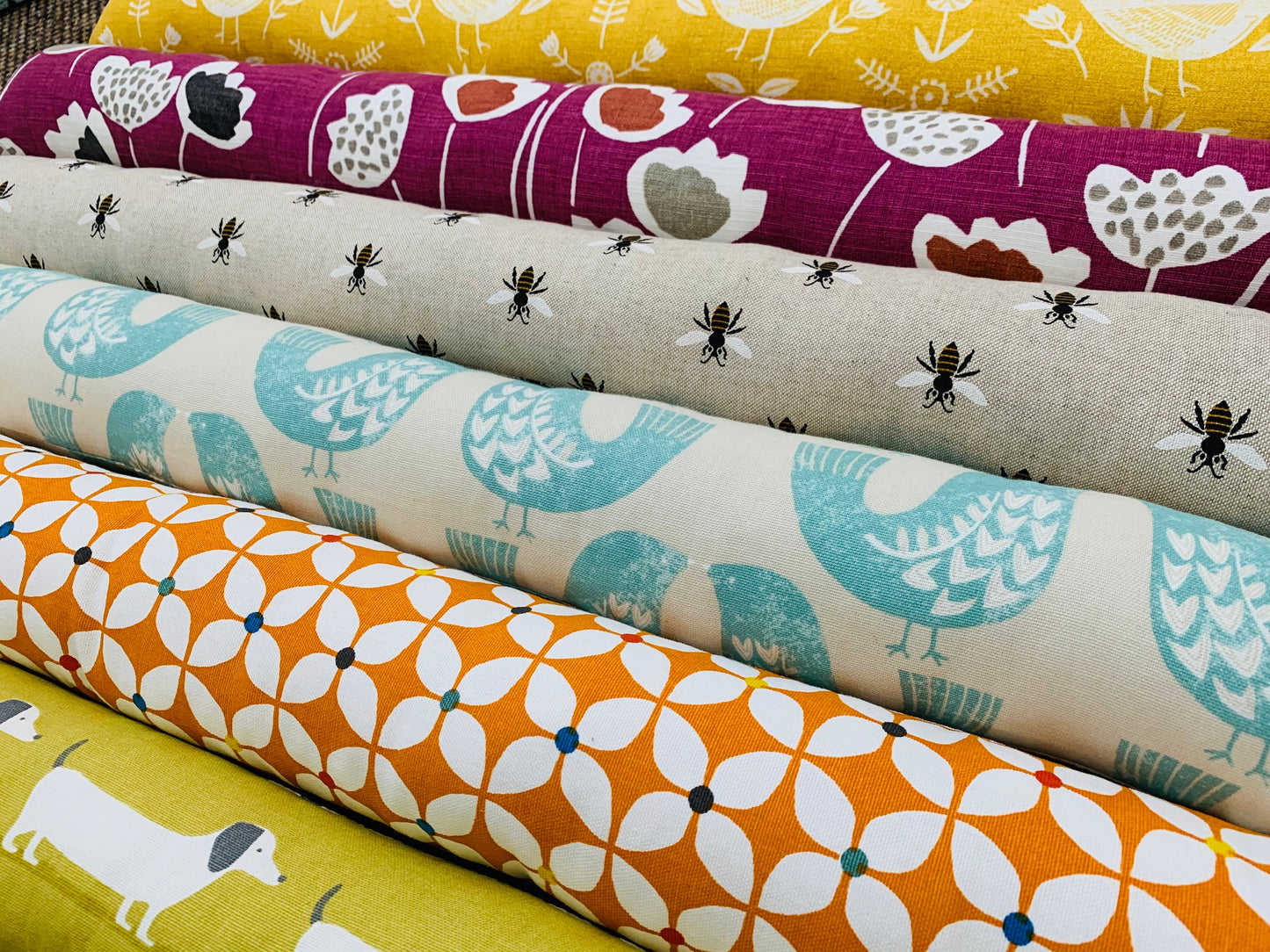 Yellow Hedgehog Print Draught Excluder – Weighted, Retro Decor