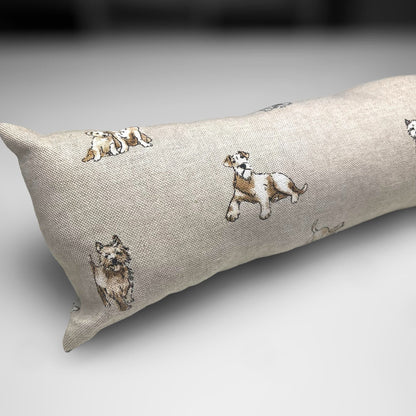 Dog Printed Linen Draught Excluder – Handmade Pet Lover’s Choice