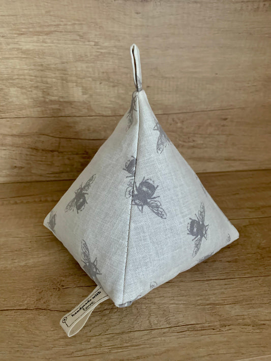 Ivory Bee Print Linen Doorstop: Nature Inspired Home Decor