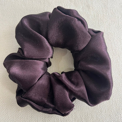 Mocha Satin Scrunchies Set, Wedding Favors or Bridesmaid Gift for her, Handmade Silk Hair Scrunchies Set Oversized