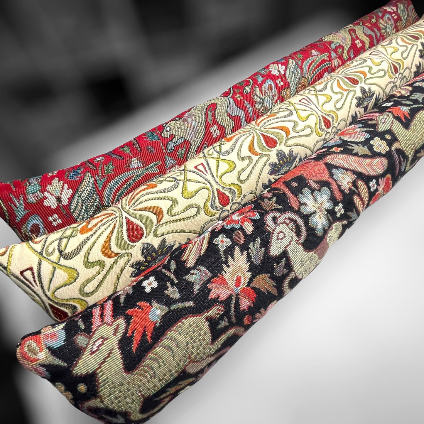 Tudor Forest Tapestry Draught Excluder – Weighted, Farmhouse Decor